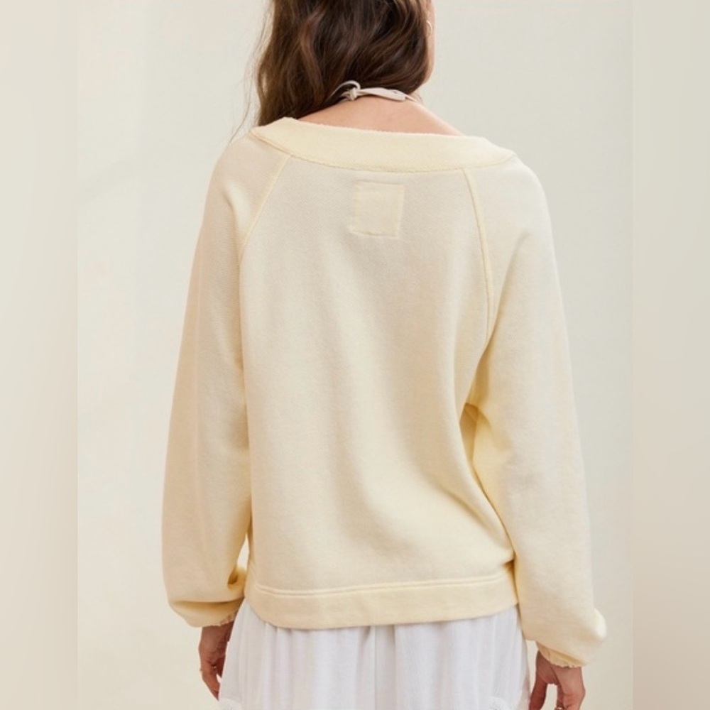 Aerie Oversized Lace Up Sweatshirt in Pale Yellow / Cream - Medium - Picture 7 of 7